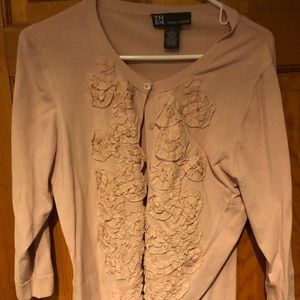 Sweater, pink, sz lg, 3/4 sleeve, buttons